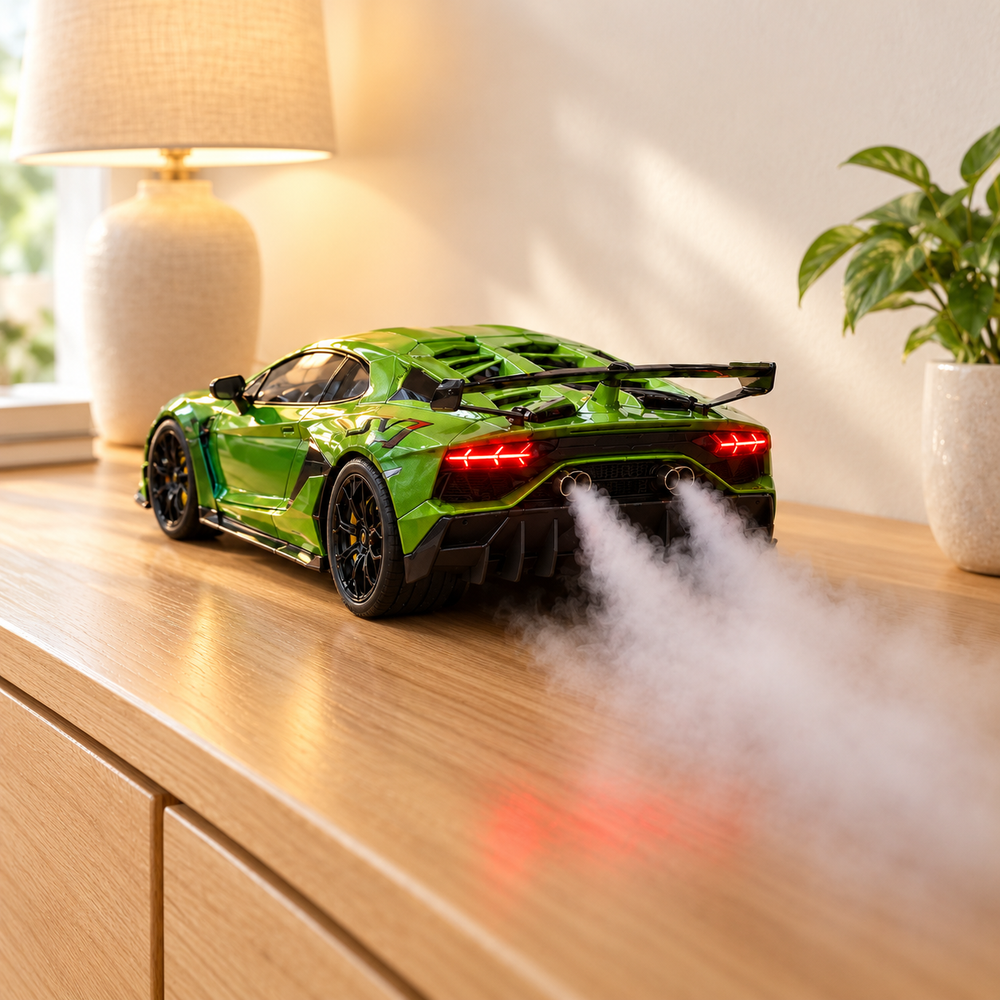 VaporVroom Green V12 – Modellauto-Luftbefeuchter mit Nebel aus dem Auspuff